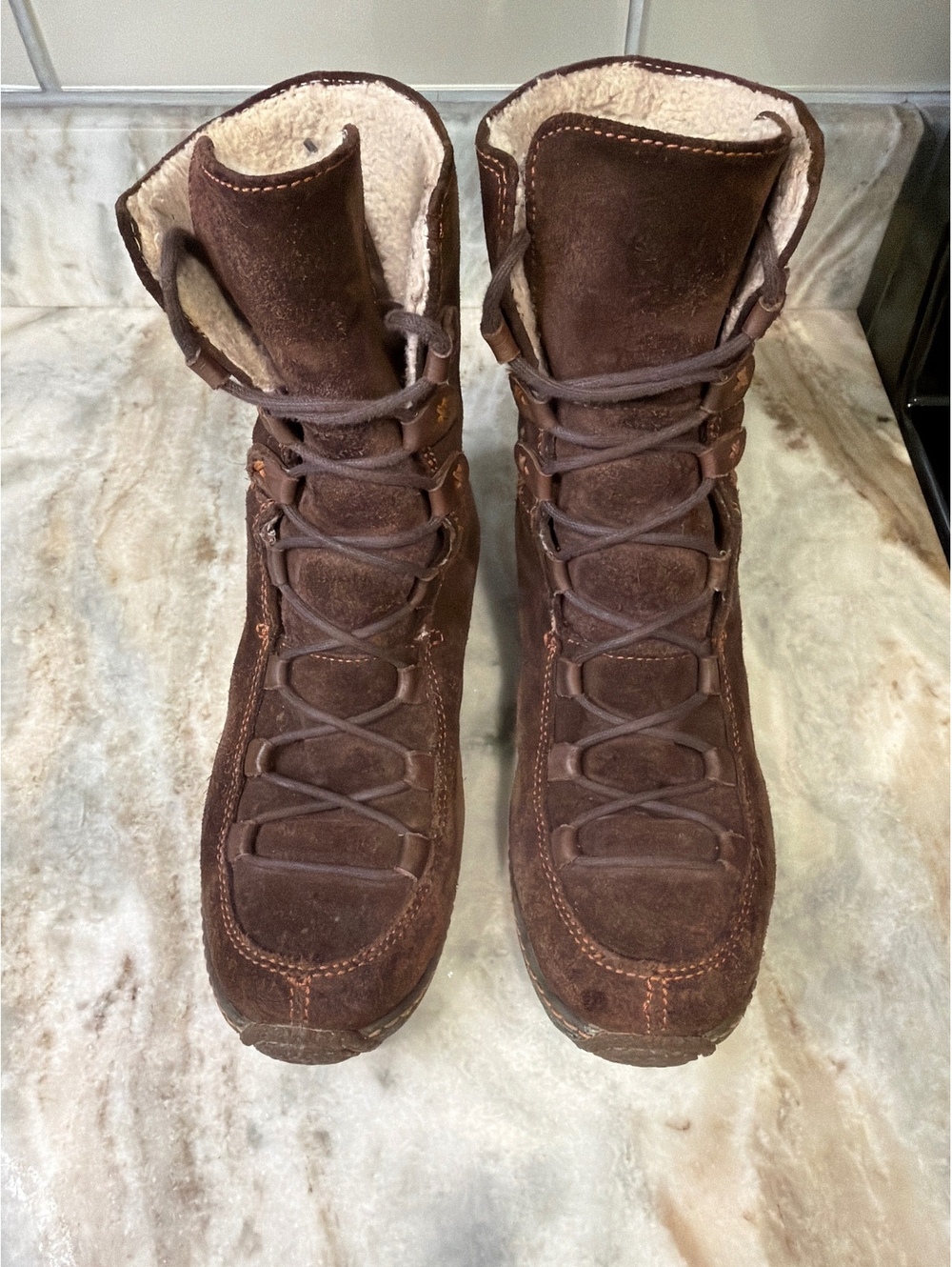 Timberland Reykir Ghillie Suede Shearling Boots Women’s 8.5 Brown Lace Up